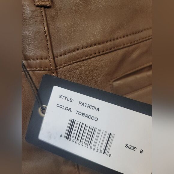 Women's Straight Leg Brown leather Pants - Picture 7 of 8